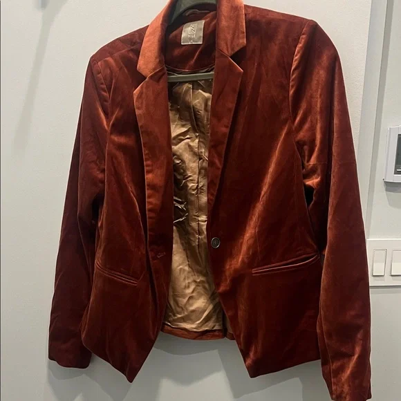Elegant Velvet Women's Blazer in Rich Rust - Picture 1 of 11